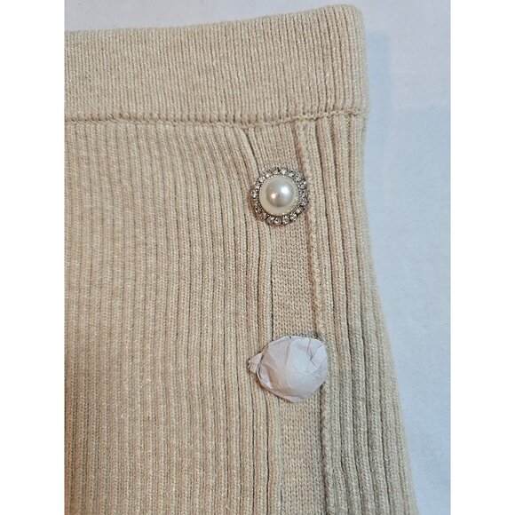 Stitches & Stripes Lilit Mini Skirt Latte Beige pull on Pearl buttons size L New - Picture 6 of 16